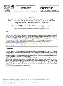 The Validity and Reliability of the Turkish Version of ... - ScienceDirect