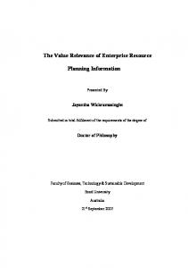 The Value Relevance of Enterprise Resource Planning Information