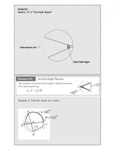 Theorem 12-9 Inscribed Angle Theorem