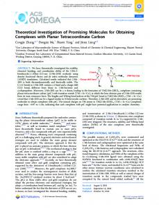 Theoretical Investigation of Promising Molecules ... - ACS Publications