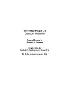 Theoretical Physics T2 Quantum Mechanics
