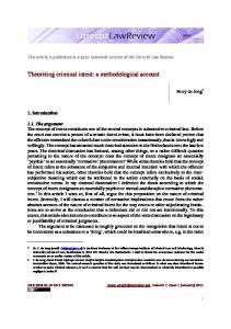 Theorizing criminal intent: a methodological ... - Utrecht Law Review