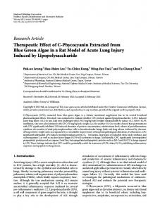 Therapeutic Effect of C-Phycocyanin Extracted from Blue Green Algae