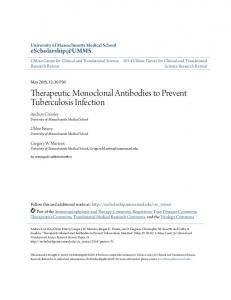 Therapeutic Monoclonal Antibodies to Prevent Tuberculosis Infection