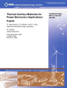 Thermal Interface Materials for Power Electronics Applications - NREL