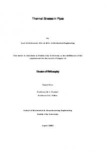Thermal Stresses in Pipes