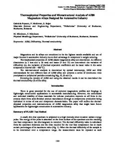 Thermophysical Properties and Microstructural ...