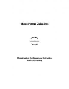 Thesis Formatting Guidelines