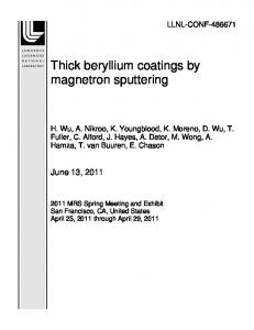 Thick beryllium coatings by magnetron sputtering - Lawrence ...