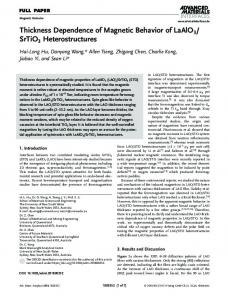 Thickness Dependence of Magnetic Behavior of ...