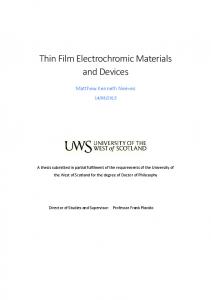 Thin Film Electrochromic Materials and Devices