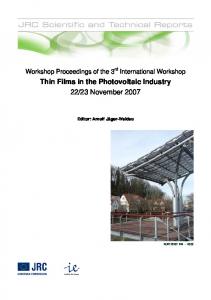 Thin Films in the Photovoltaic Industry 22/23 ...