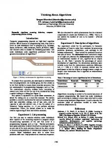 Thinking About Algorithms - CiteSeerX