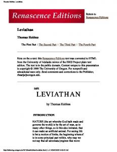 Thomas Hobbes. Leviathan. - Scholars