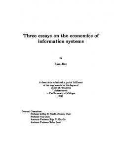 Three essays on the economics of information systems