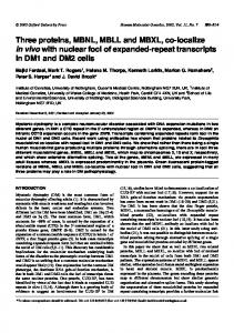 Three proteins, MBNL, MBLL and MBXL, co ... - Semantic Scholar