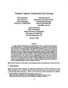 Threshold Password-Authenticated Key Exchange - UF CISE