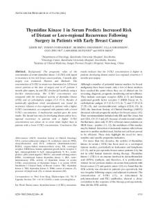 Thymidine Kinase 1 in Serum Predicts Increased ... - Semantic Scholar