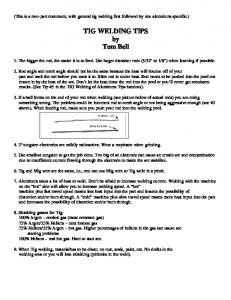 TIG WELDING TIPS by Tom Bell