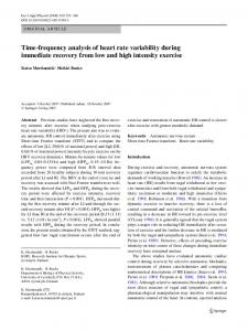 Time-frequency analysis of heart rate variability during ... - Springer Link