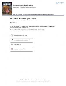 Titanium microalloyed steels