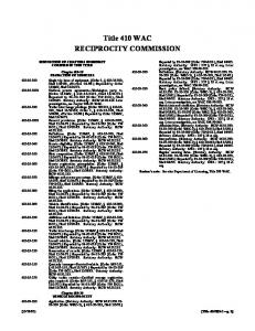 Title 410 WAC RECIPROCITY COMMISSION