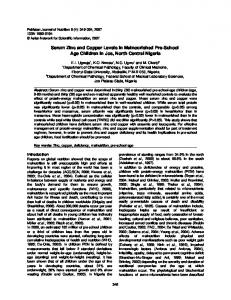 title: serum zinc and copper levels in malnourished pre ... - CiteSeerX