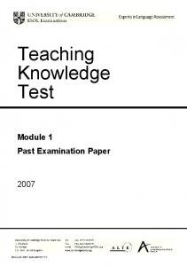 TKT Past Paper 2007 Module 1