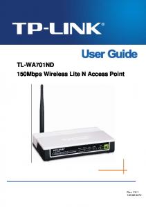 TL-WA701ND User Guide - TP-Link