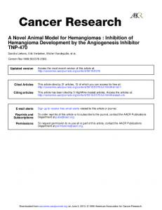 TNP-470 Hemangioma Development by the Angiogenesis Inhibitor A ...