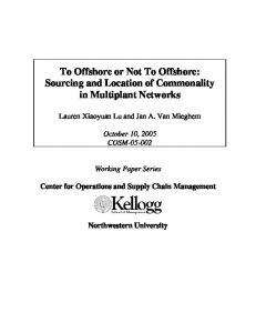 To Offshore or Not To Offshore - Kellogg School of Management