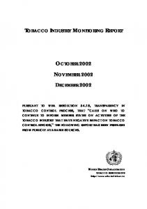Tobacco Industry Monitoring Report - World Health Organization