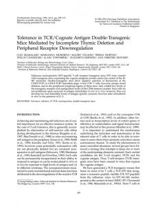 Tolerance in TCR/Cognate Antigen Double-Transgenic Mice ... - NCBI