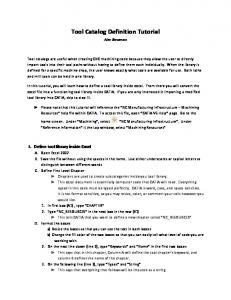 Tool Catalog Definition Tutorial