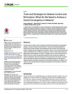 Tools and Strategies for Malaria Control and