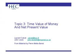 Topic 3: Time Value of Money And Net Present Value