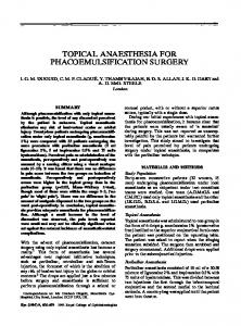 topical anaesthesia for phacoemulsification surgery