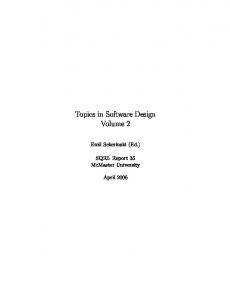 Topics in Software Design Volume 2 - CiteSeerX