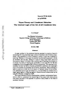 Topos Theory and Consistent Histories: The Internal Logic of the Set of ...