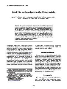 Total Hip Arthroplasty in the Underweight - The Journal of Arthroplasty