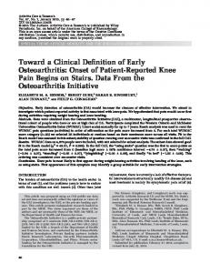 Toward a Clinical Definition of Early Osteoarthritis: Onset of ...