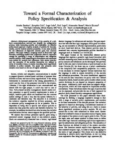 Toward a Formal Characterization of Policy ... - Semantic Scholar