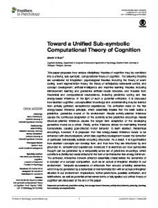 Toward a Unified Sub-symbolic Computational ... - Semantic Scholar