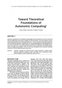 Toward Theoretical Foundations of Autonomic ... - Semantic Scholar