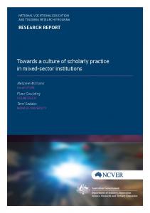 Towards a culture - National Centre for Vocational Education Research