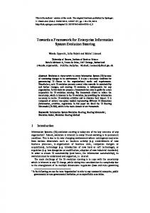 Towards a Framework for Enterprise Information System Evolution ...