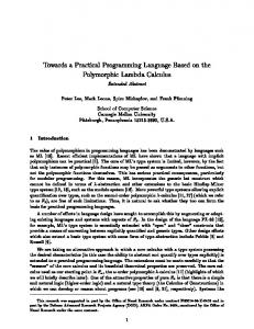 Towards a Practical Programming Language Based on the ...