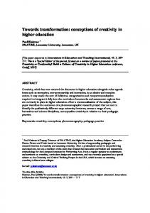 Towards transformation: conceptions of creativity in higher education