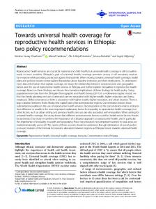 Towards universal health coverage for reproductive health services in ...