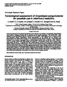 Toxicological assessment of Cryptolepis ... - Academic Journals